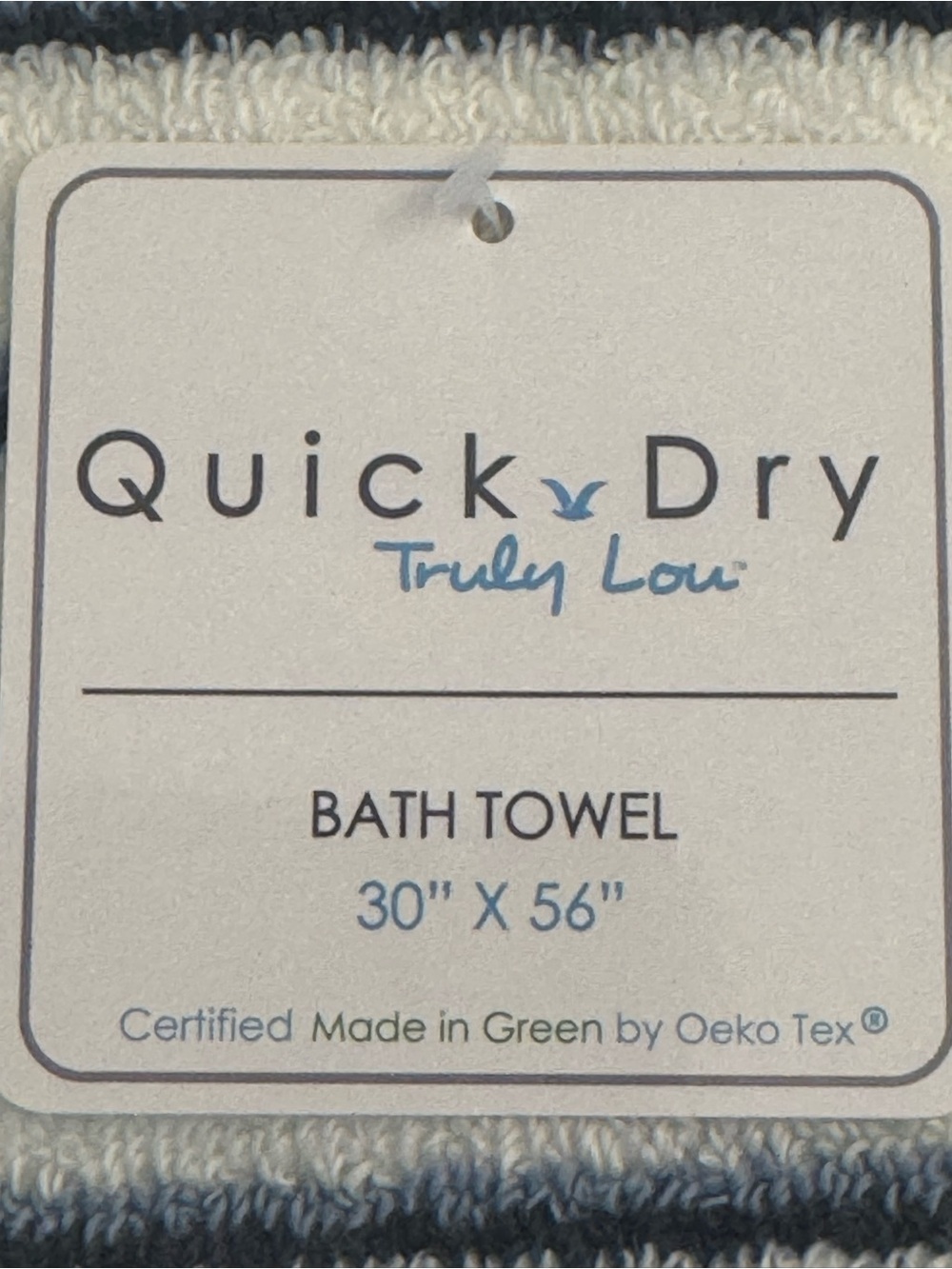 TRULY LOU Quick Dry Striped 8pc Zero Twist Cotton Bath Towel Set - Navy/White - Picture 3 of 11